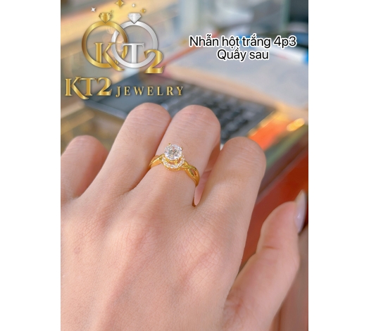 Nhẫn Hột Halo Trắng 4 Phân 3