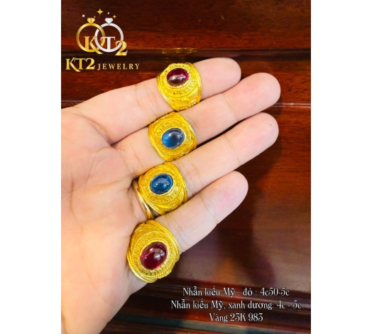 Nhẫn Nam Kiểu Mỹ Hột Đỏ 