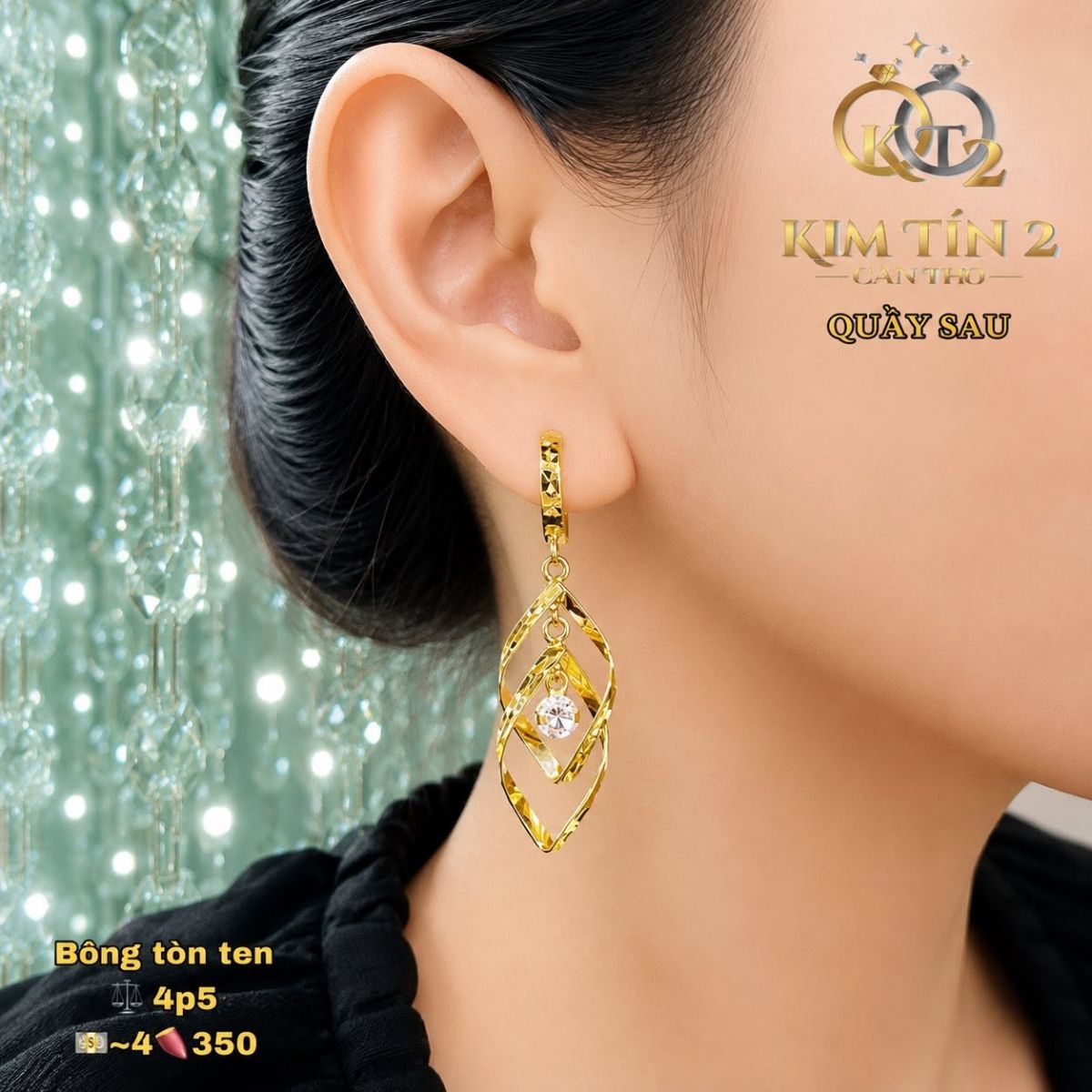 Bông Tai Tòn Ten Lá Xoắn - 4P5